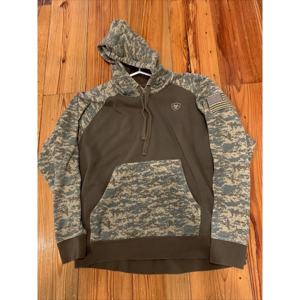 Ariat Camo Hoodie Patriot Desert Digital Pullover Sweatshirt M US Flag Hoodie